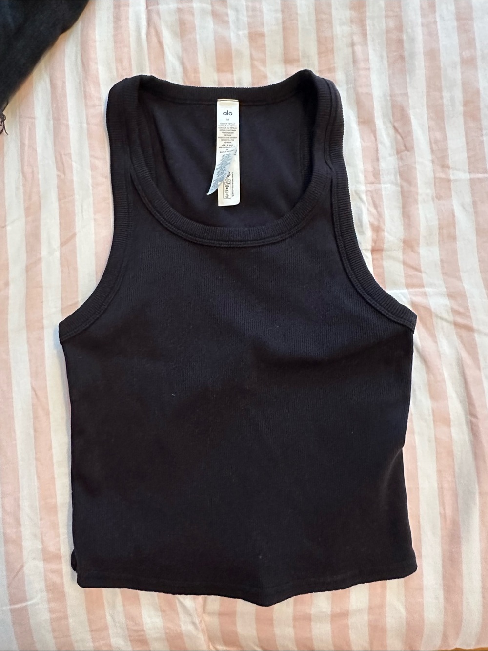 ALO Yoga Black Ribbed Scoop-Neck Tank